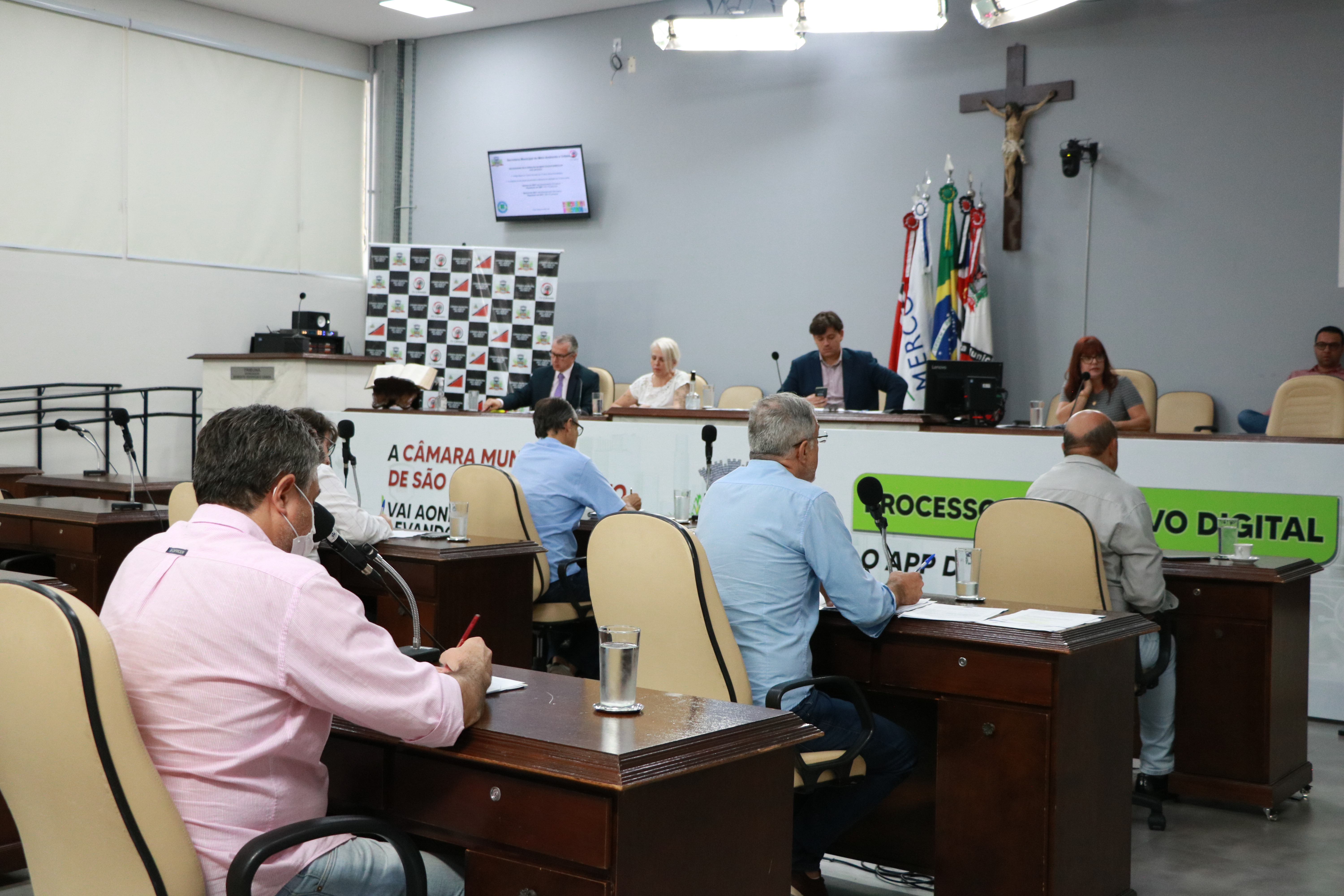 Vereadores e secretária de Meio Ambiente se reuniram no Plenário da Câmara Municipal
